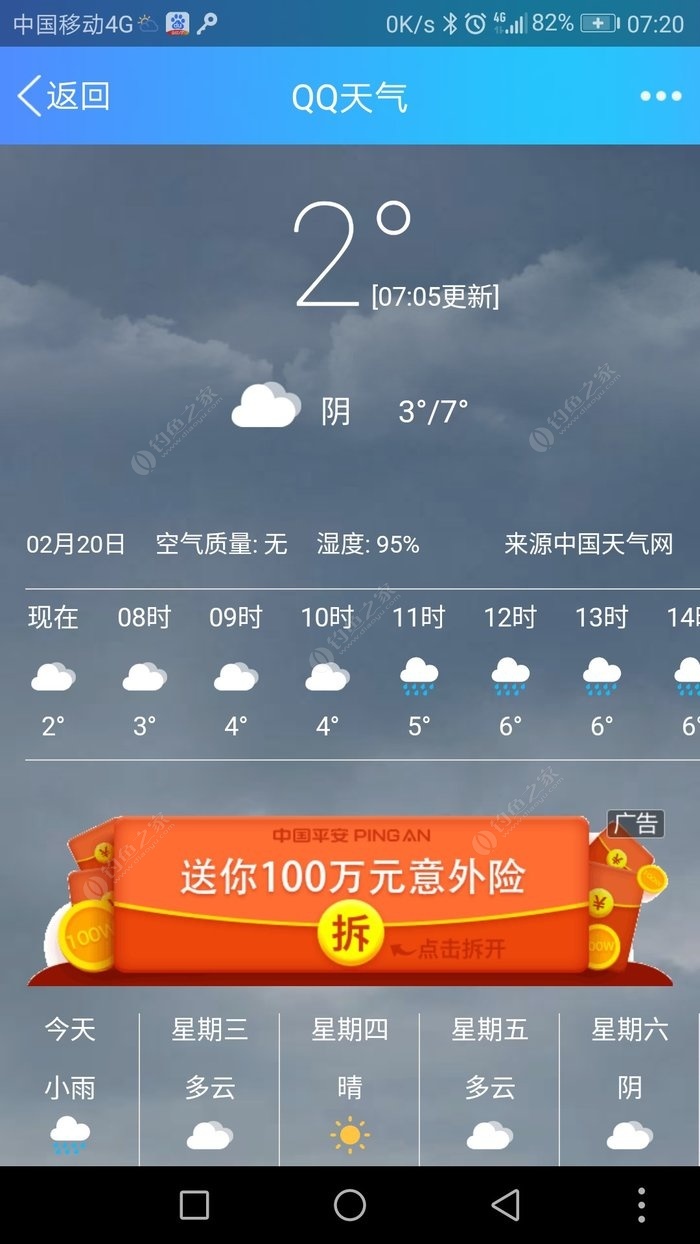 天气预报的今天有雨.